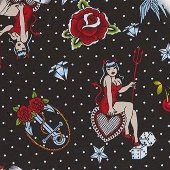 ♥️NWT VINTAGE TORRID THONG PANTY - LOVERS TATTOO HEART PINUP PRINT - PLUS SIZE - Picture 2 of 14
